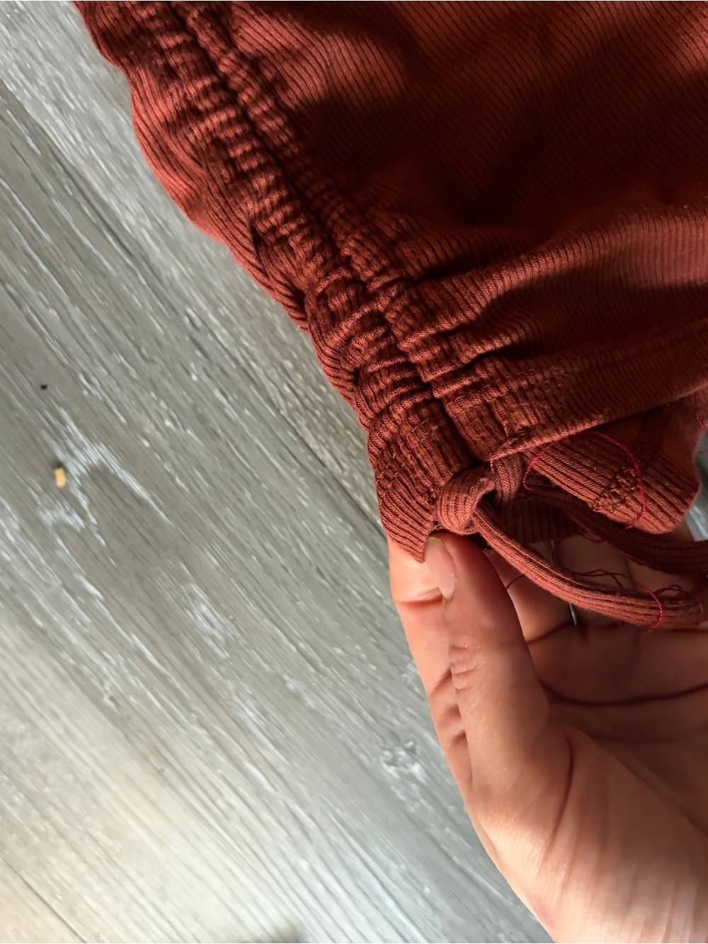 Ribbed Drawstring Tank Top in Rust - Picture 3 of 3